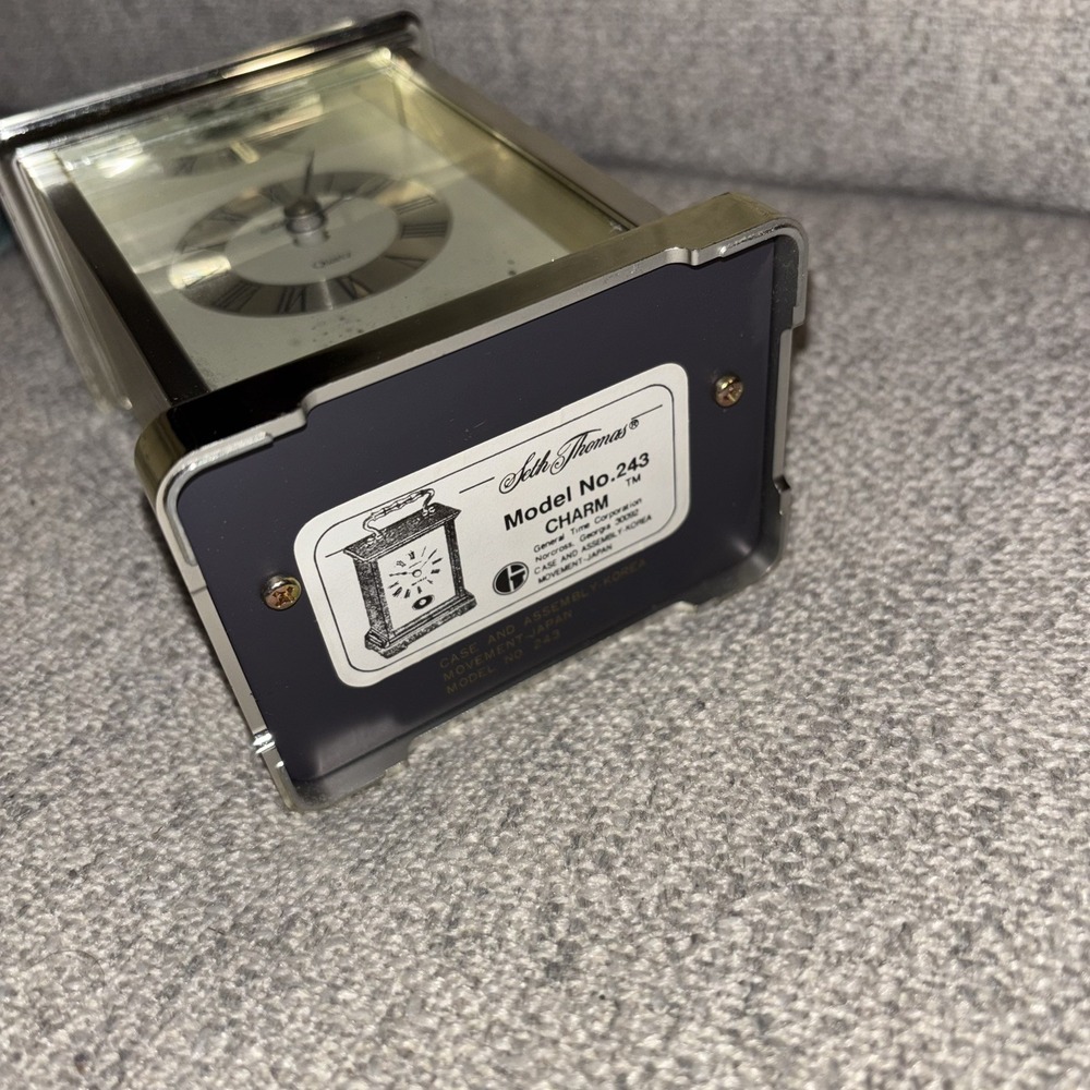 Vintage Seth Thomas Gold Brass Rapture Carriage Quartz Clock Model 243 90s Retro - Picture 6 of 9